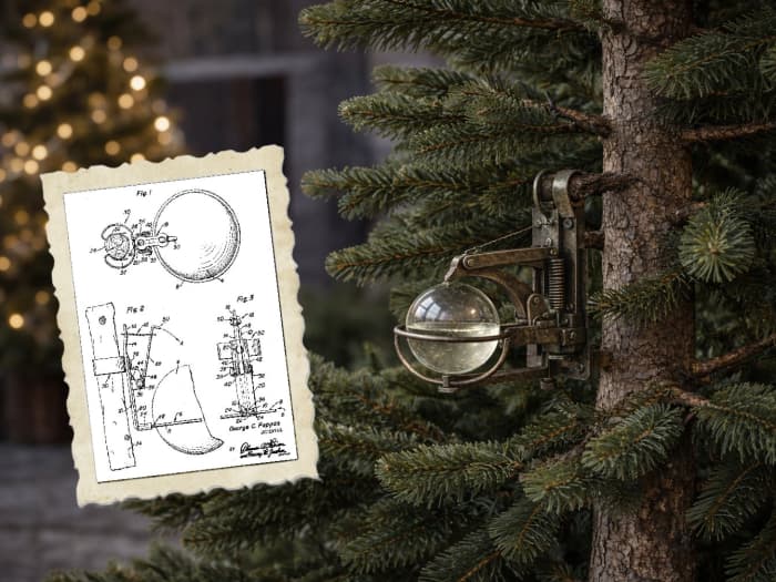 Boule de Noël anti-incendie conçue par George G. Pappas en 1954 – brevet et illustration