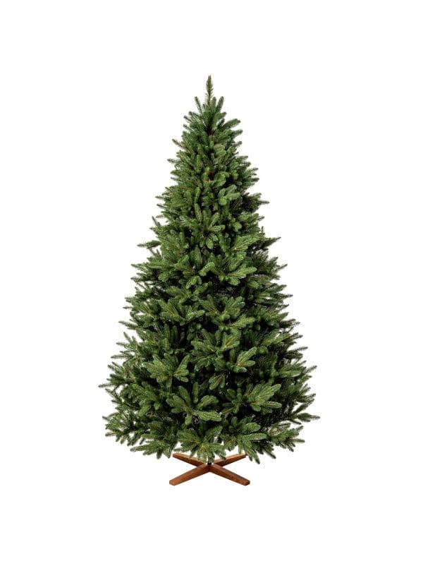 FairyTrees FT35 Sapin artificiel Nordmann 220 cm - Sapin de No&euml;l classique 100% PE - vert fonc&eacute;