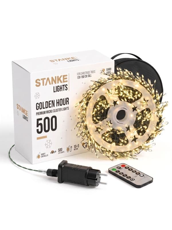 Guirlande Lumineuse Sapin LED GoldenHour 500 LED 15 m, Blanc Chaud &ndash; &Eacute;clairage Premium pour Sapin de No&euml;l 