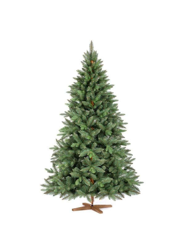 Sapin de Noël artificiel FairyTrees FT29-180 – sapin Nordmann d'une hauteur de 180 cm, avec des aiguilles denses en PVC et des branches PE disposées naturellement.