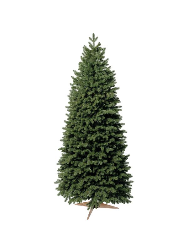 FairyTrees FT07 Sapin Nordmann artificiel étroit 180 cm - 100 % PE, dépliage automatique -  vert foncé