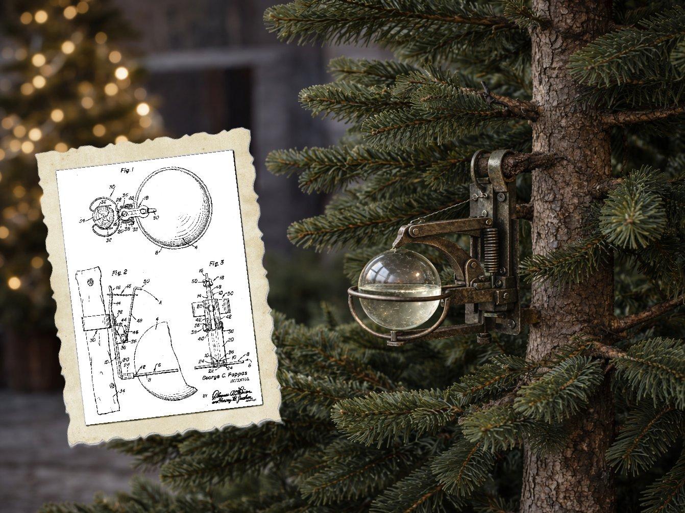 Boule de Noël anti-incendie conçue par George G. Pappas en 1954 – brevet et illustration