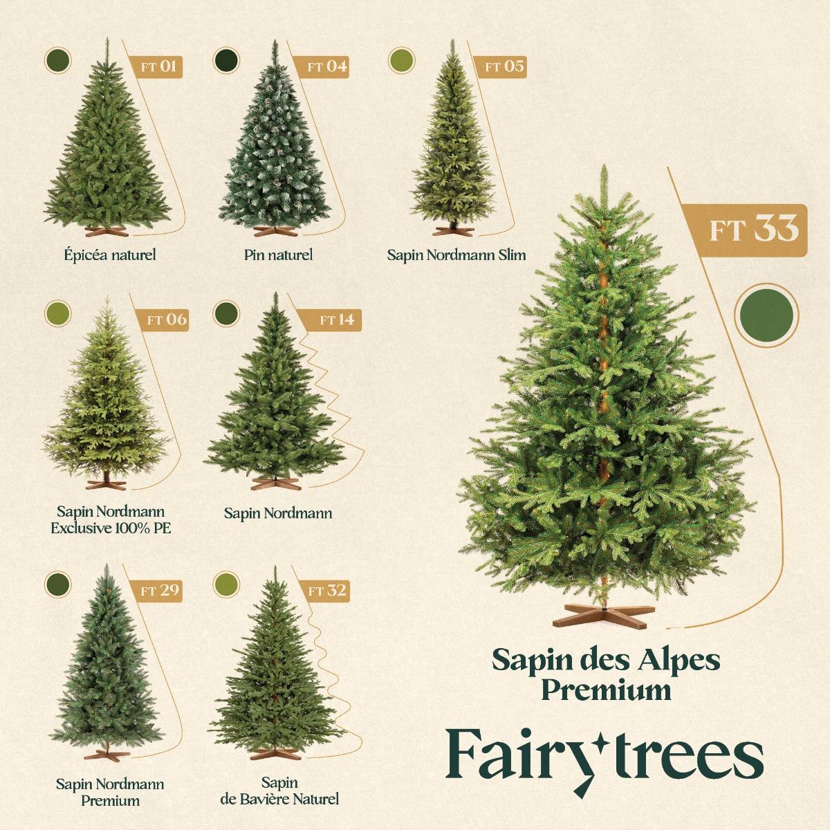 Infographie comparative des différents modèles de sapins FairyTrees